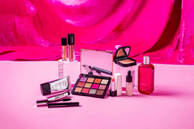 Conjunto de maquiagem da cor rosa